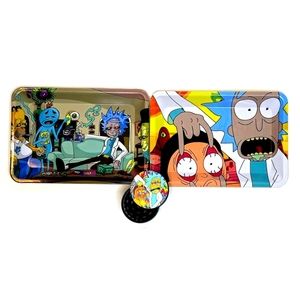 Rick & Morty rolling tray and large grinder
